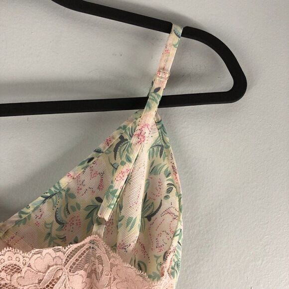 Victoria's Secret Size Small Gold Crown Label Bralette Unlined Floral Pink Lace - Picture 10 of 16